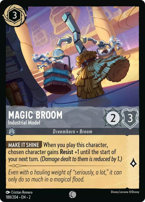 Carta Magic Broom - Industrial Model,Set Rise of the Floodborn , Número de Tarjeta 188 , Color Steel, Rarity Common