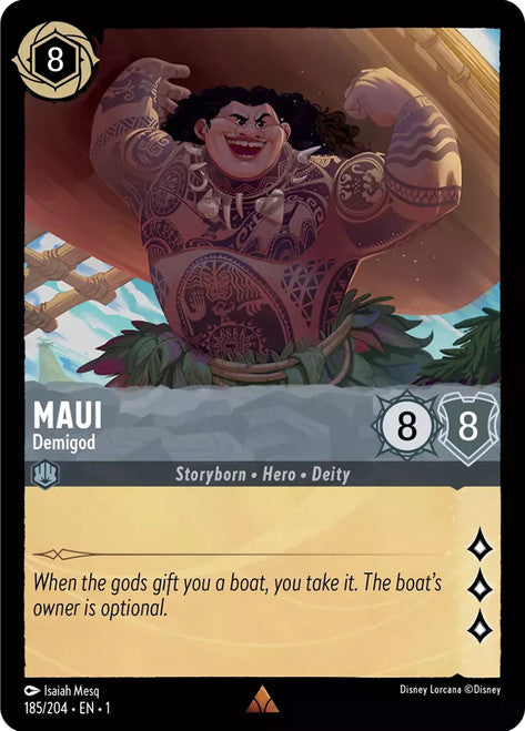 Carta Maui - Demigod,Set The First Chapter, Número de Tarjeta 185 , Color Steel, Rarity Rare