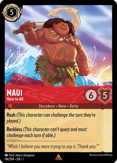 Carta Maui - Hero to All,Set The First Chapter, Número de Tarjeta 114 , Color Ruby, Rarity Rare