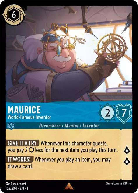 Carta Maurice - World-Famous Inventor,Set The First Chapter, Número de Tarjeta 152 , Color Sapphire, Rarity Rare