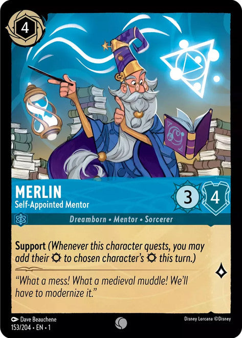 Carta Merlin - Self-Appointed Mentor,Set The First Chapter, Número de Tarjeta 153 , Color Sapphire, Rarity Common