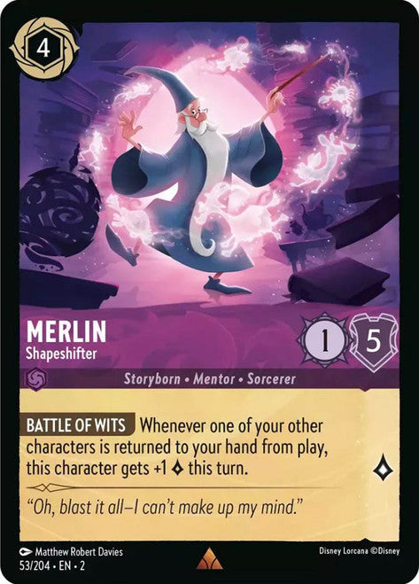 Carta Merlin - Shapeshifter,Set Rise of the Floodborn , Número de Tarjeta 53 , Color Amethyst, Rarity Rare