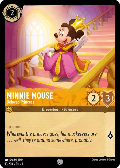 Carta Minnie Mouse - Beloved Princess,Set The First Chapter, Número de Tarjeta 13 , Color Amber, Rarity Common