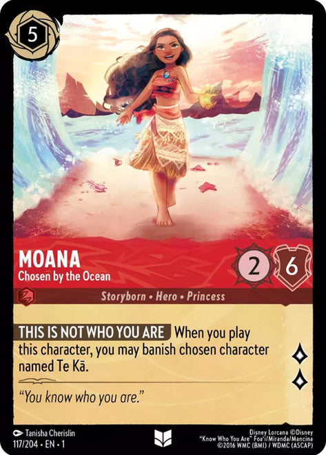 Carta Moana - Chosen by the Ocean,Set The First Chapter, Número de Tarjeta 117 , Color Ruby, Rarity Uncommon