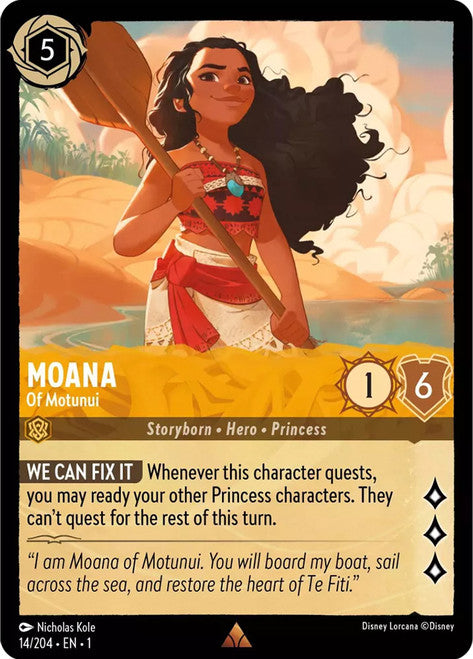 Carta Moana - Of Motunui,Set The First Chapter, Número de Tarjeta 14 , Color Amber, Rarity Rare