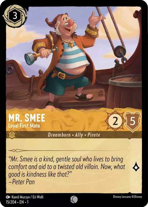 Carta Mr. Smee - Loyal First Mate,Set The First Chapter, Número de Tarjeta 15 , Color Amber, Rarity Common