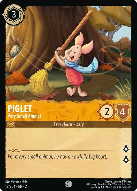 Carta Piglet - Very Small Animal,Set Rise of the Floodborn , Número de Tarjeta 18 , Color Amber, Rarity Common