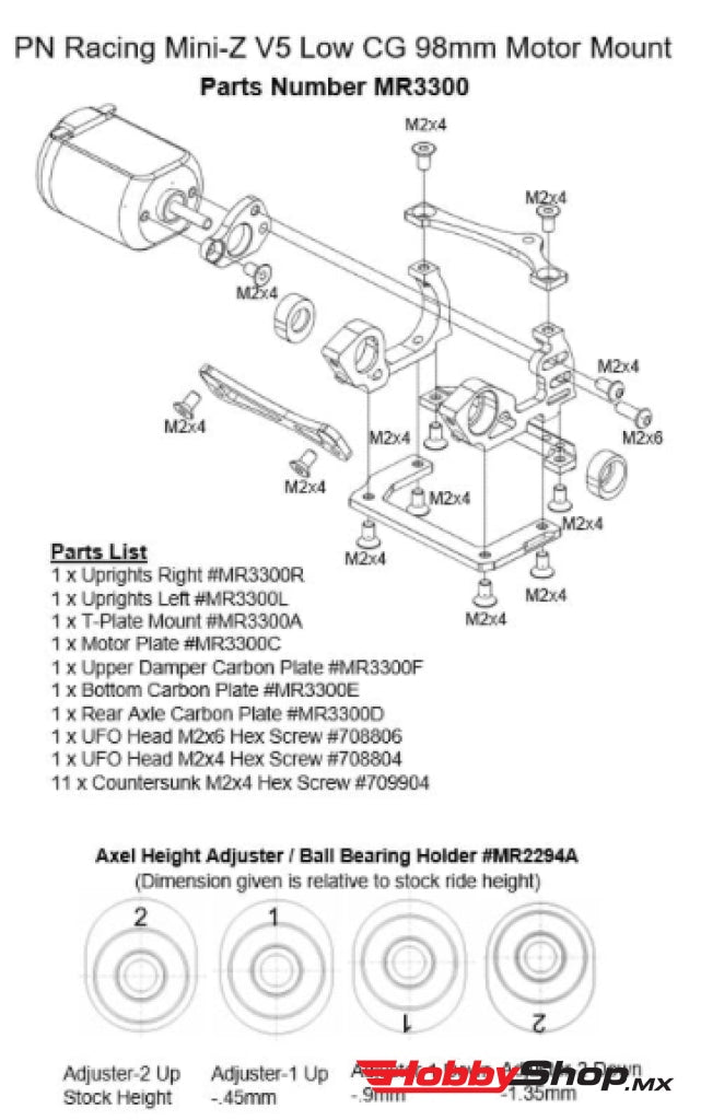 Pn Racing - Mini-Z V5 Lcg 98Mm Motor Mount (Orange) En Existencia