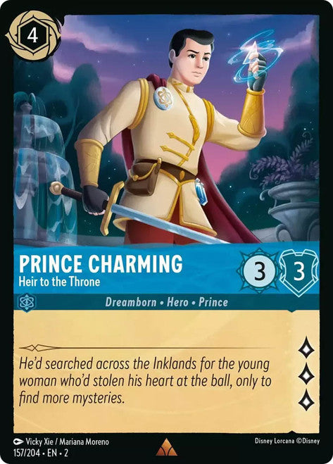 Carta Prince Charming - Heir to the Throne,Set Rise of the Floodborn , Número de Tarjeta 157 , Color Sapphire, Rarity Rare