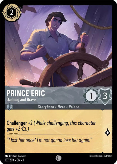 Carta Prince Eric - Dashing and Brave,Set The First Chapter, Número de Tarjeta 187 , Color Steel, Rarity Common