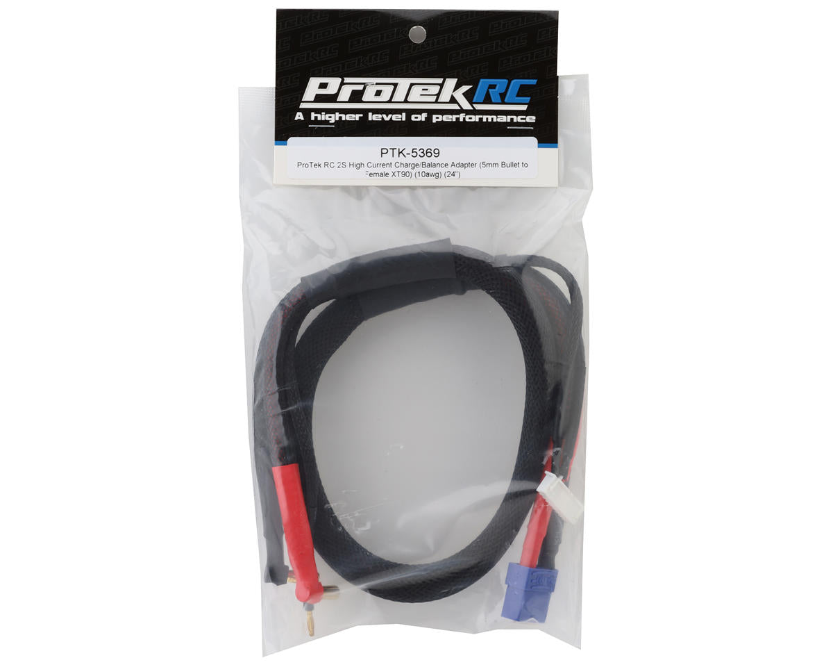Protek RC - 2S High Current Charge/Balance Adapter (5mm Bullet to Female XT90) (10awg) (24") (9pin XH balance plug)