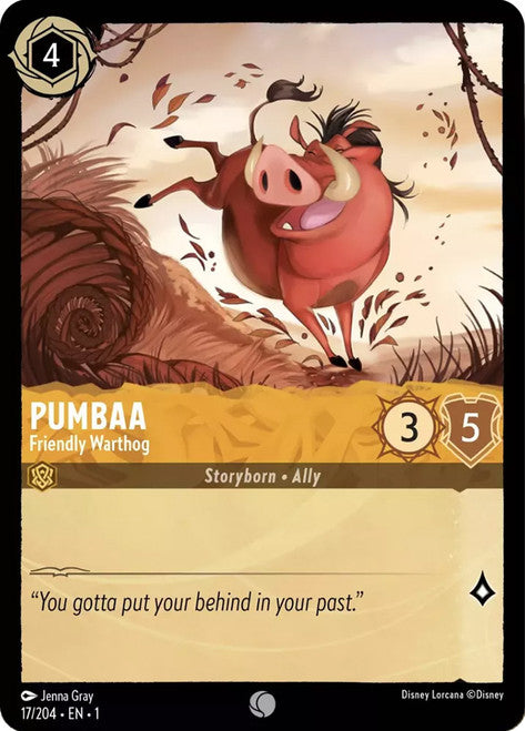Carta Pumbaa - Friendly Warthog,Set The First Chapter, Número de Tarjeta 17 , Color Amber, Rarity Common