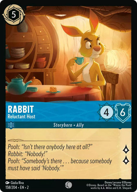 Carta Rabbit - Reluctant Host,Set Rise of the Floodborn , Número de Tarjeta 158 , Color Sapphire, Rarity Common