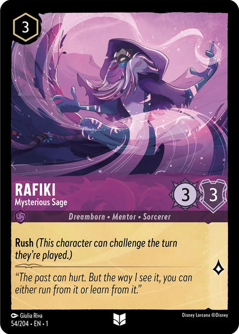 Carta Rafiki - Mysterious Sage,Set The First Chapter, Número de Tarjeta 54 , Color Amethyst, Rarity Uncommon