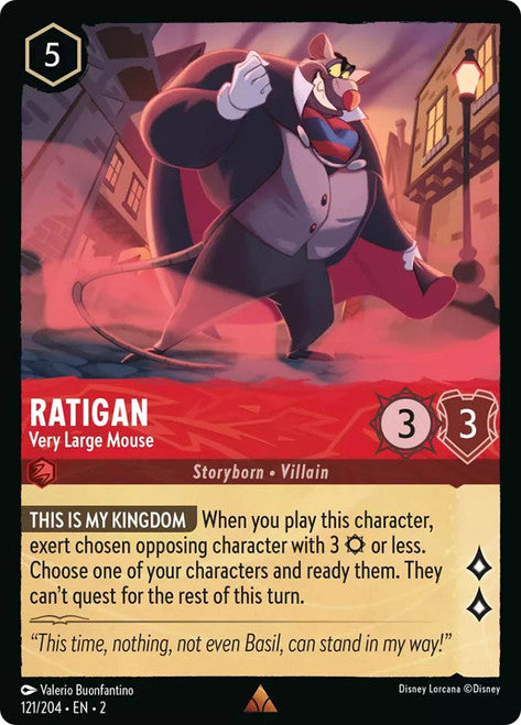 Carta Ratigan - Very Large Mouse,Set Rise of the Floodborn , Número de Tarjeta 121 , Color Ruby, Rarity Rare