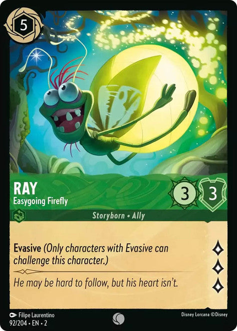 Carta Ray - Easygoing Firefly,Set Rise of the Floodborn , Número de Tarjeta 92 , Color Emerald, Rarity Common