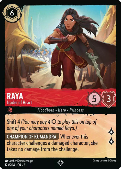 Carta Raya - Leader of Heart,Set Rise of the Floodborn , Número de Tarjeta 123 , Color Ruby, Rarity Super Rare
