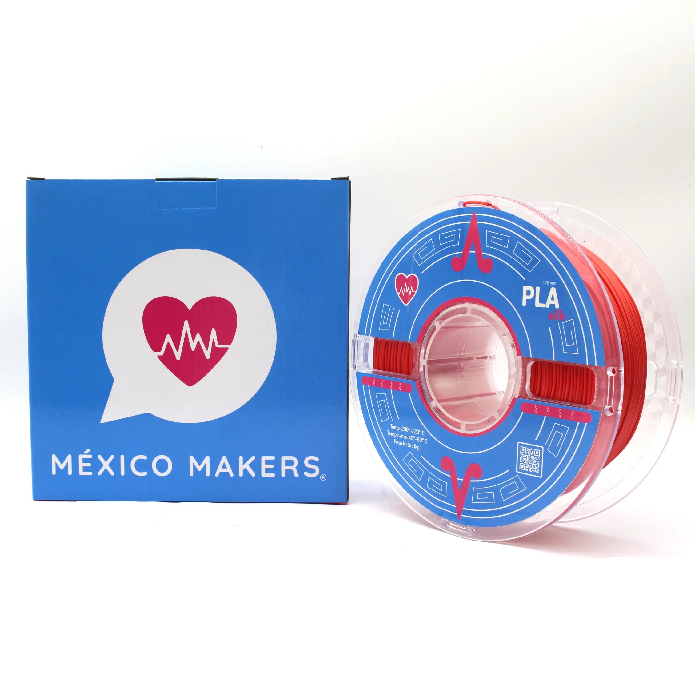 México Makers - Filamento PLA Silk Rojo Cochinilla para Impresora 3D