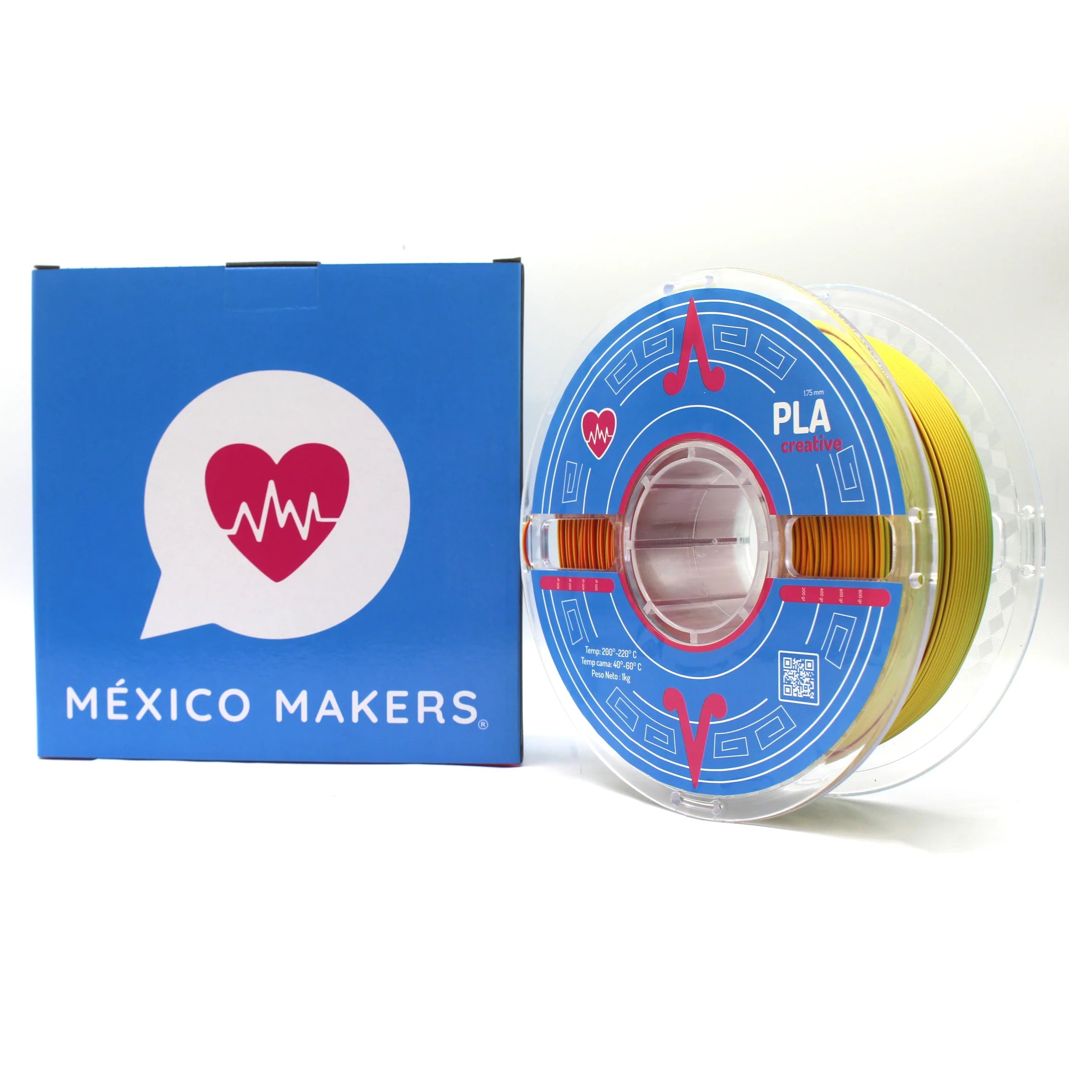 México Makers - Filamento PLA Creative Tri Rojo+Dorado+Verde para Impresora 3D