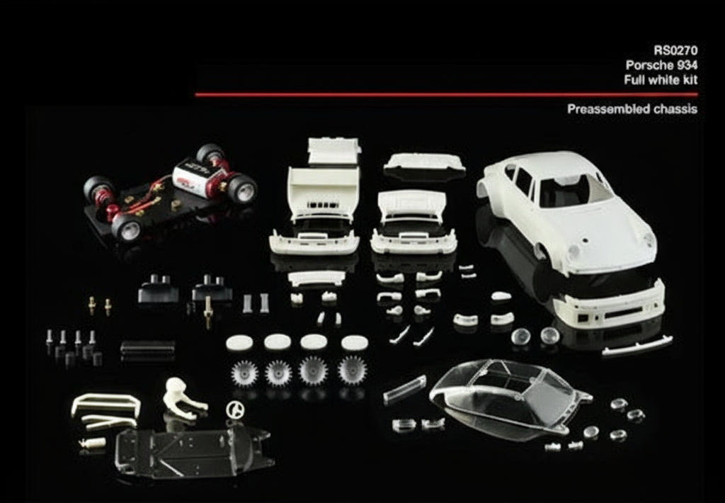 Revo Slot - Porsche 934 white kit, with assembled chassis