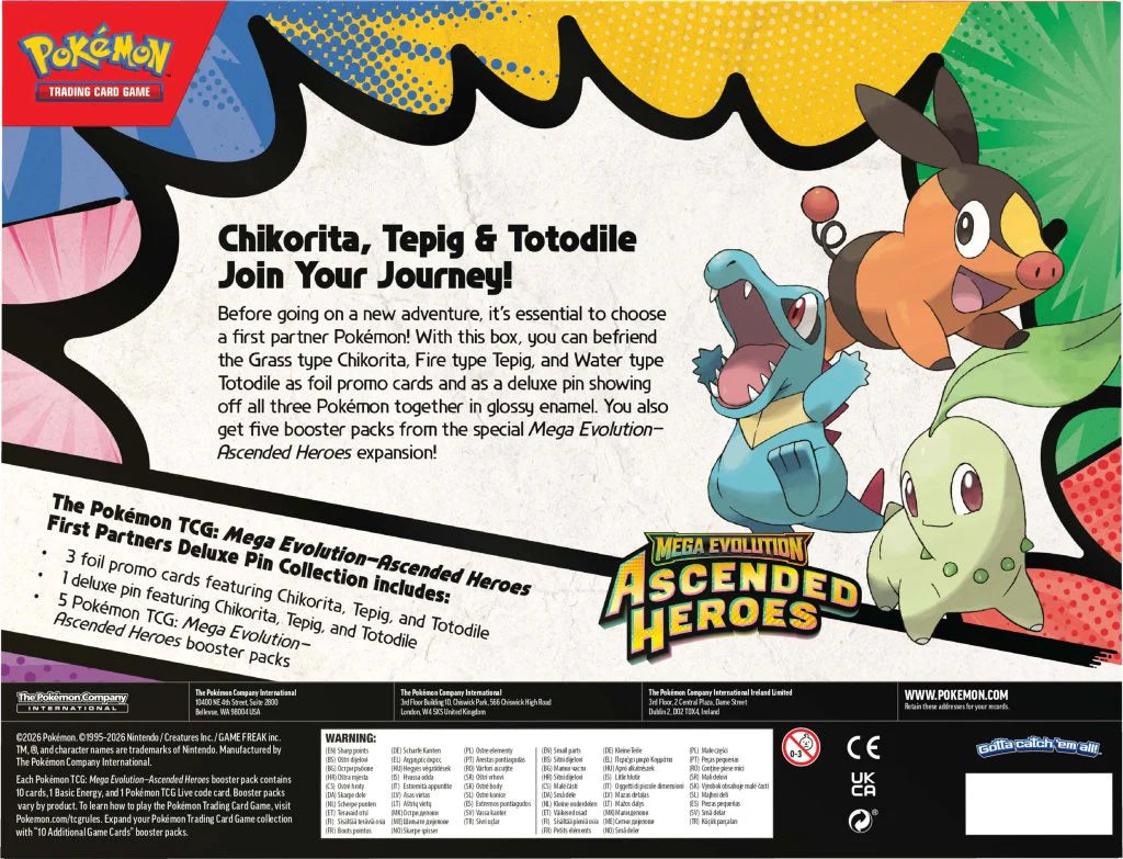 Pokémon TCG: Mega Evolution - Ascended Heroes - Deluxe Pin Collection - First Partners (Ingles)