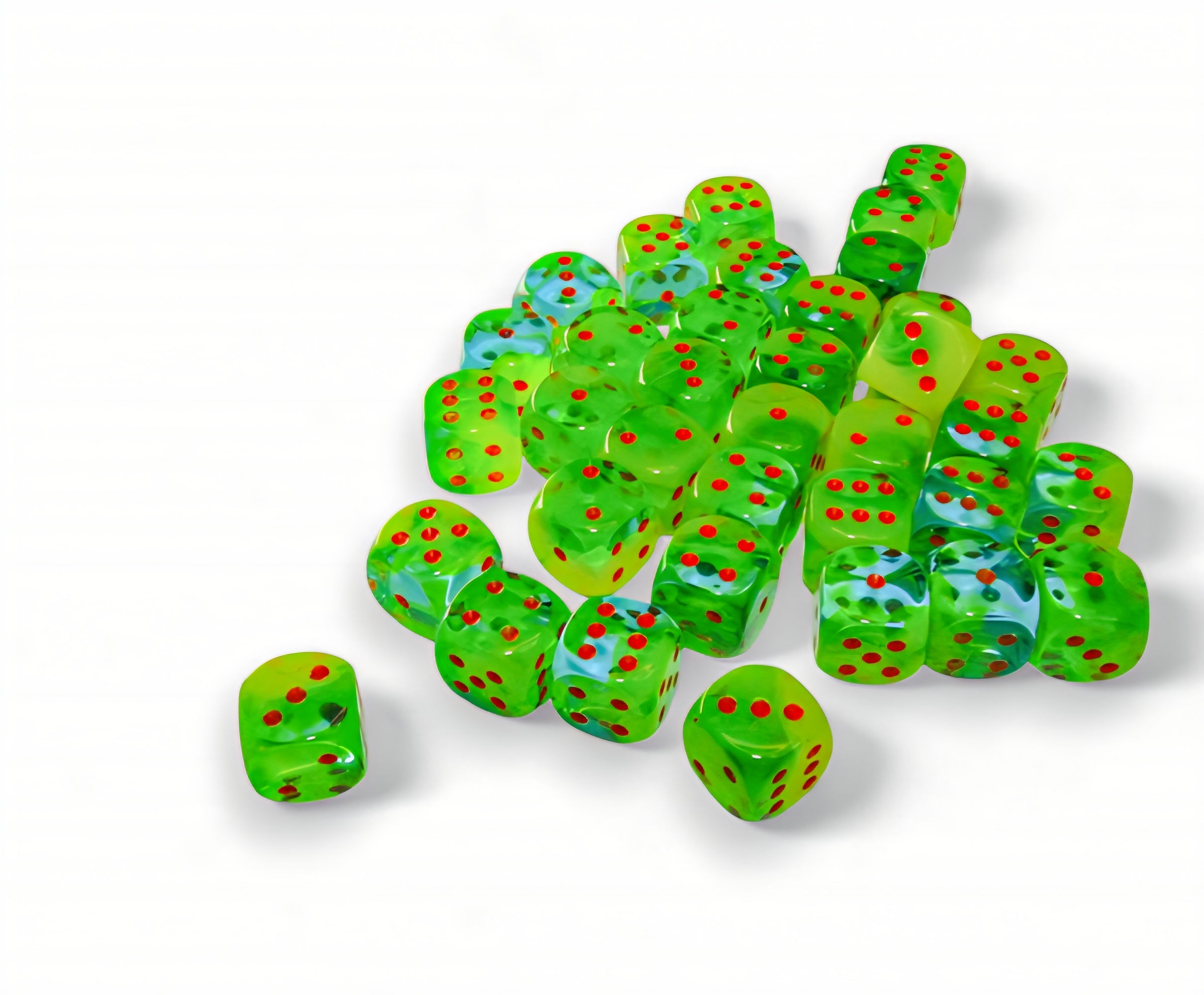 CHESSEX - Gemini Plasma Green-Teal/Orange - 12mm d6 Dice Block (36 dice)