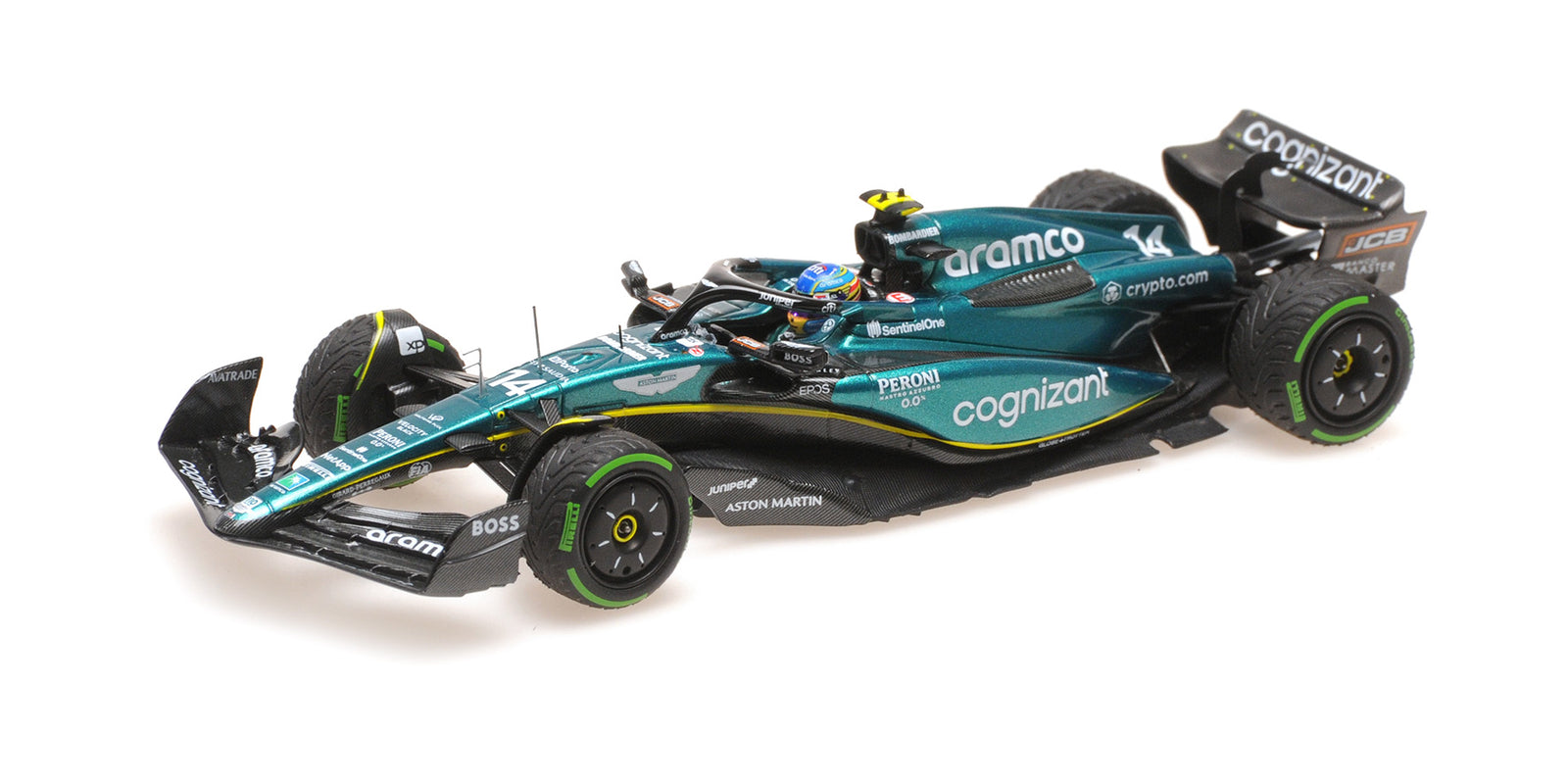 Minichamps - Fernando Alonso Aston Martin AMR23 #14 2do Mónaco GP F1 2023, escala 1:43