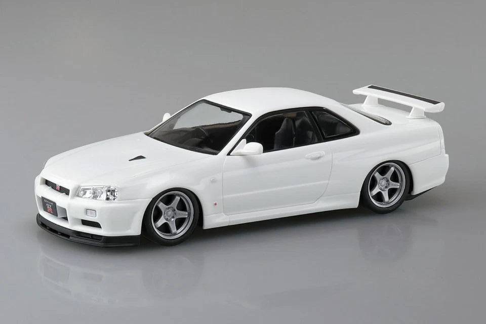 Aoshima Model Kits - 1/32 Snap Kit #12CU-WP Nissan R34 Skyline GT-R Custom Wheel (White Pearl)