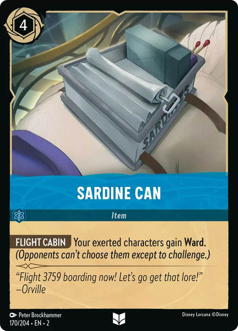 Carta Sardine Can,Set Rise of the Floodborn , Número de Tarjeta 170 , Color Sapphire, Rarity Uncommon