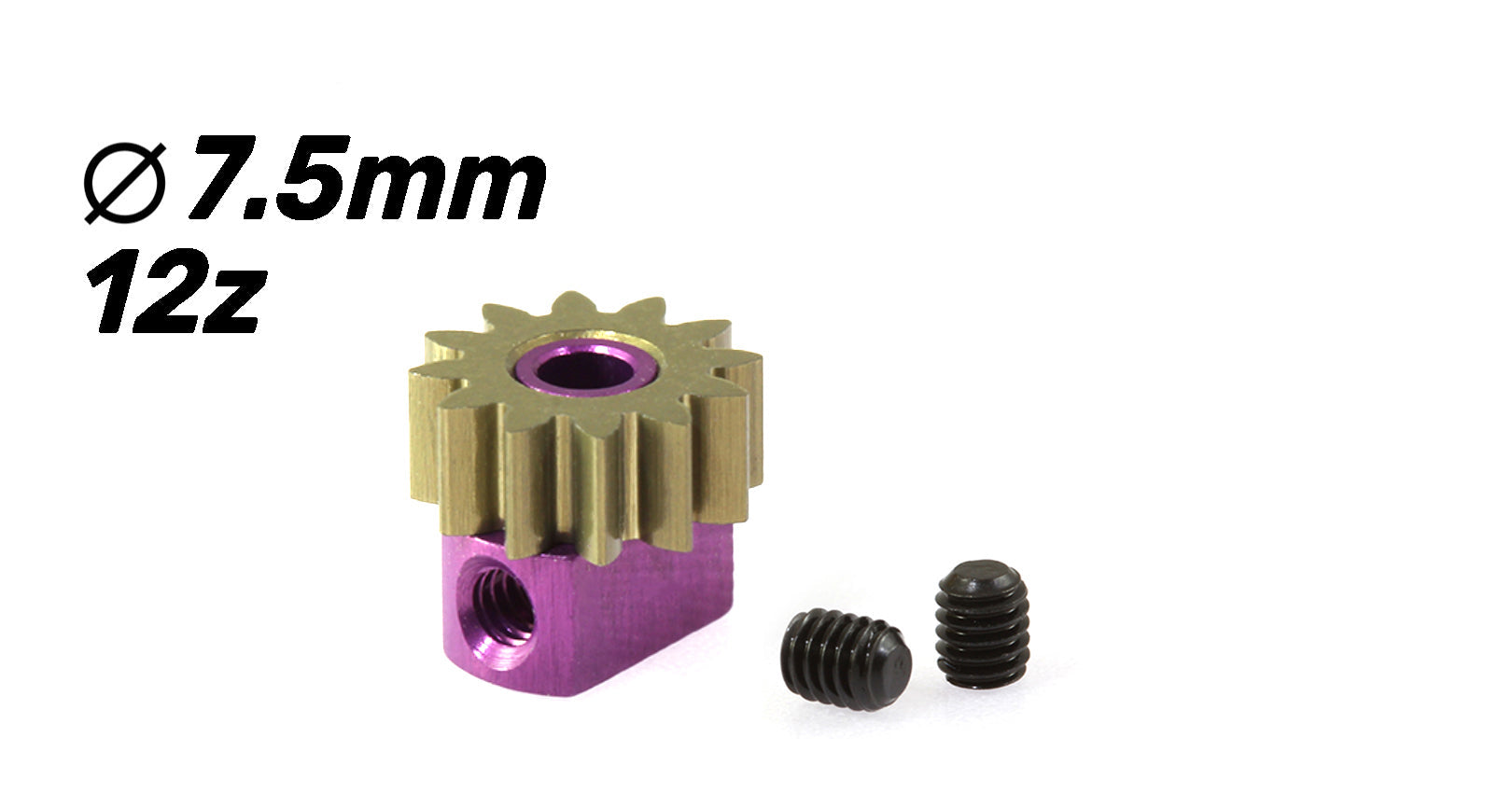 ScaleAuto - Piñón extraíble 12d. M50 ø7,5mm en ergal para eje 2mm con fijación mediante tornillo M2.5mm.