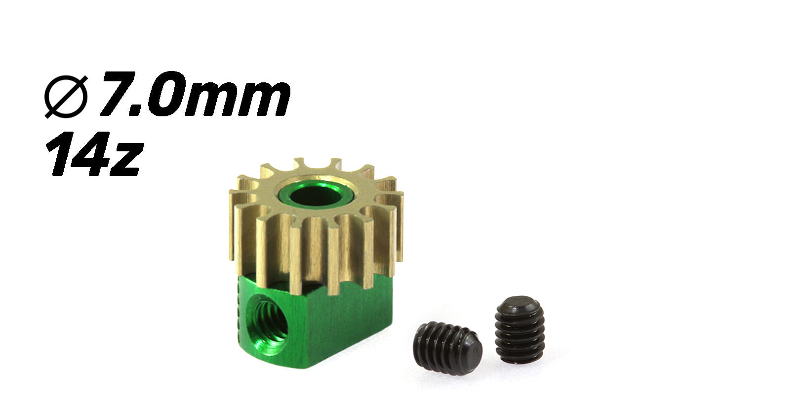 ScaleAuto - Piñón extraíble 14d. M50 ø7,0mm en ergal para eje 2mm con fijación mediante tornillo M2.5mm.
