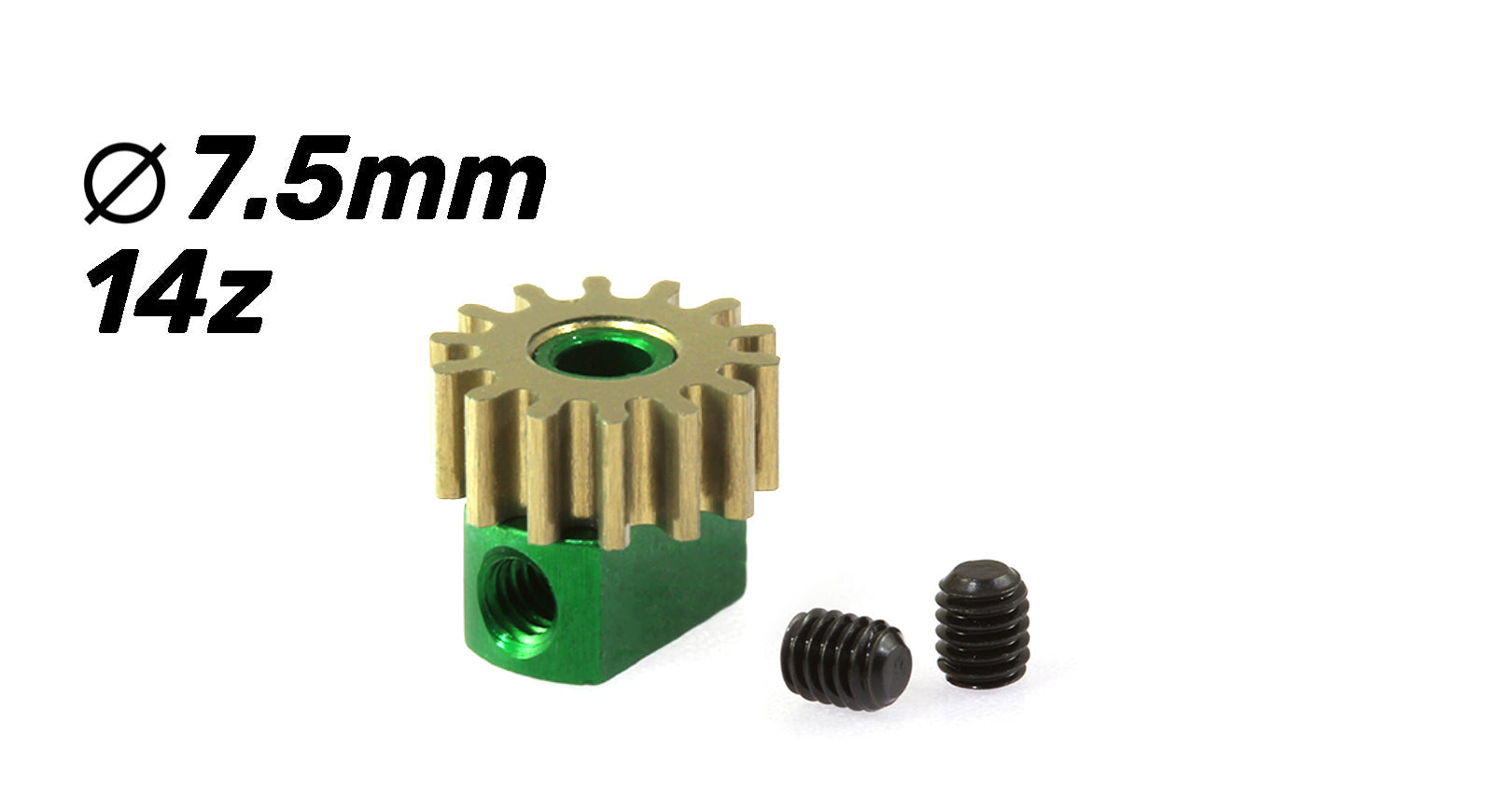 ScaleAuto - Piñón extraíble 14d. M50 ø7,5mm en ergal para eje 2mm con fijación mediante tornillo M2.5mm.