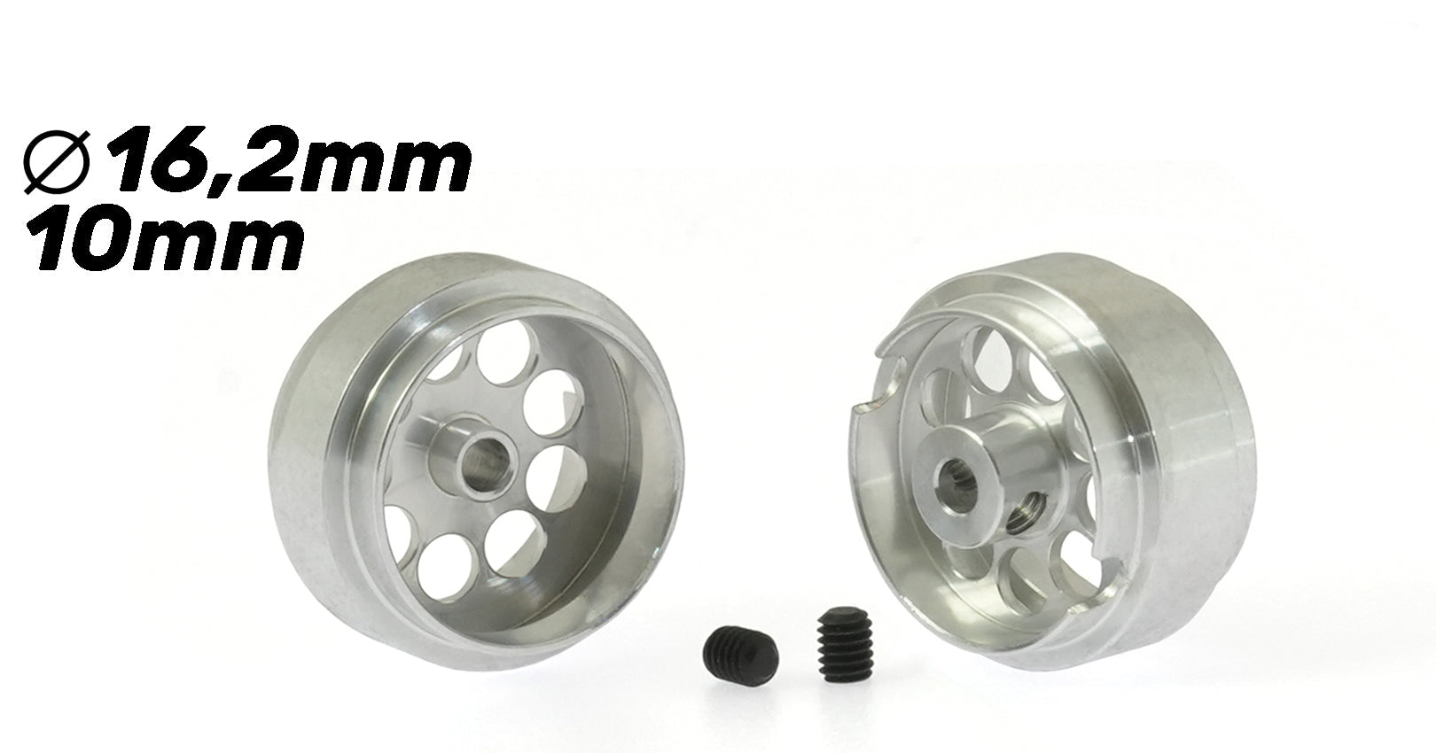 ScaleAuto - Llanta Aluminio 16,2x10mm. Lightweight para Ejes 2,38mm.