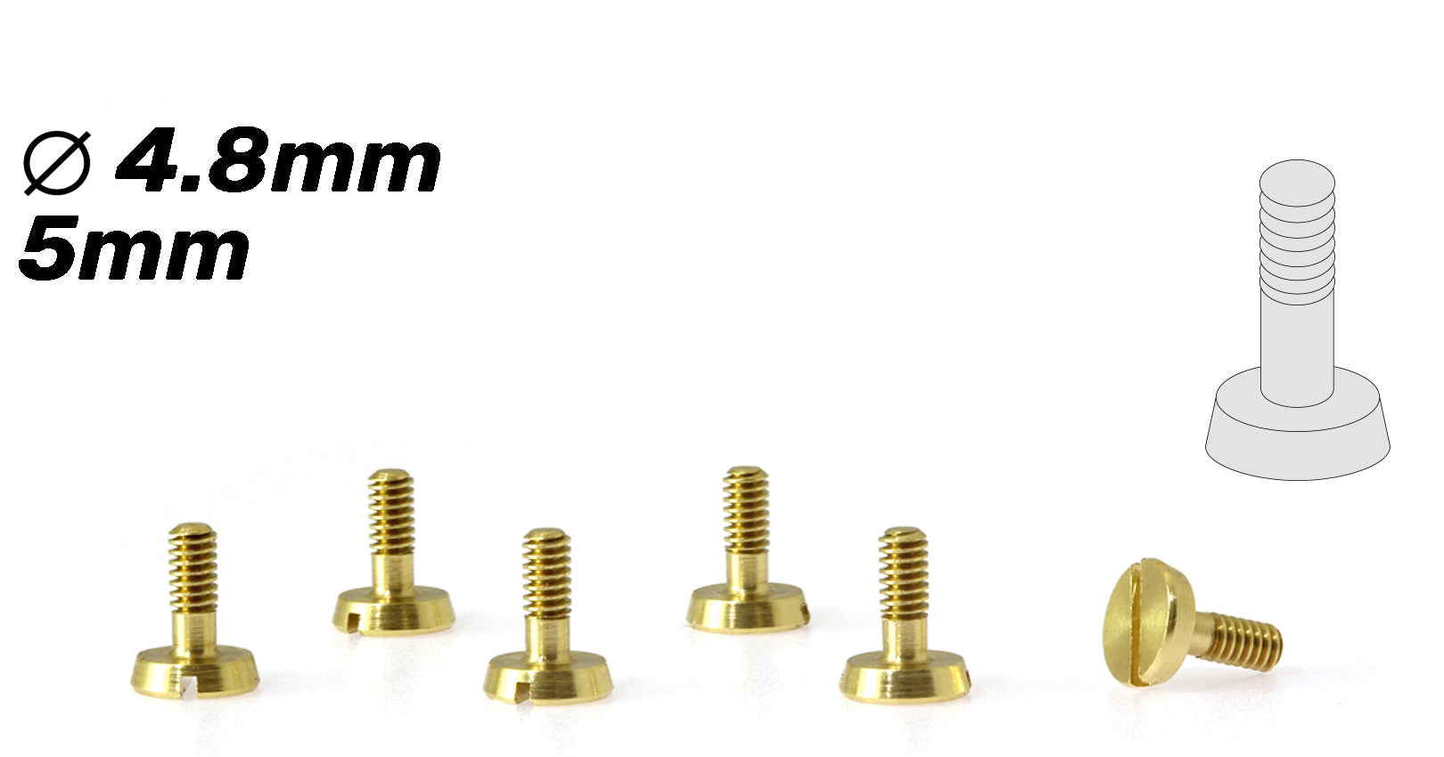 ScaleAuto - Tornillería Especial Suspensión de Cabeza Cónica 4,8mm en laton (M2x5mm)