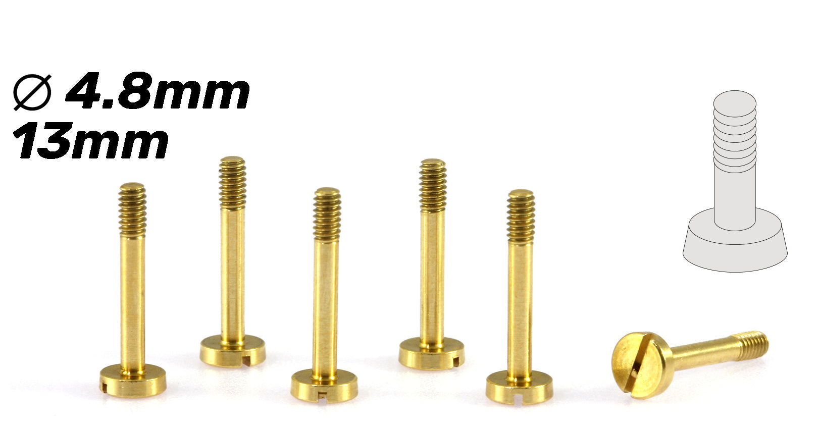 ScaleAuto - Tornillería Especial Suspensión de Cabeza Cónica 4,8mm en laton (M2x13mm)