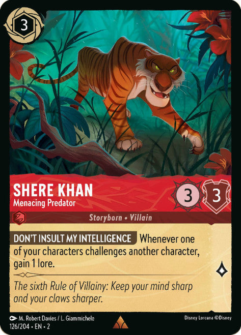 Carta Shere Khan - Menacing Predator,Set Rise of the Floodborn , Número de Tarjeta 126 , Color Ruby, Rarity Rare