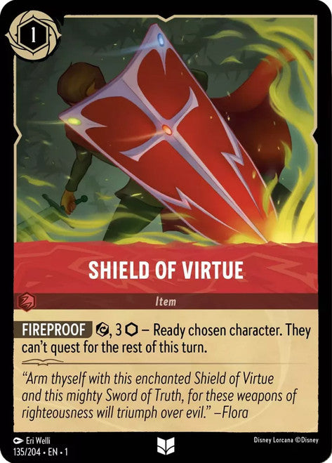 Carta Shield of Virtue,Set The First Chapter, Número de Tarjeta 135 , Color Ruby, Rarity Uncommon