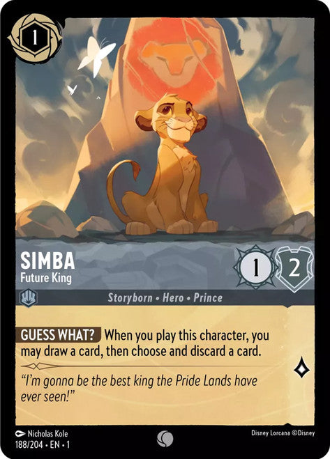 Carta Simba - Future King,Set The First Chapter, Número de Tarjeta 188 , Color Steel, Rarity Common