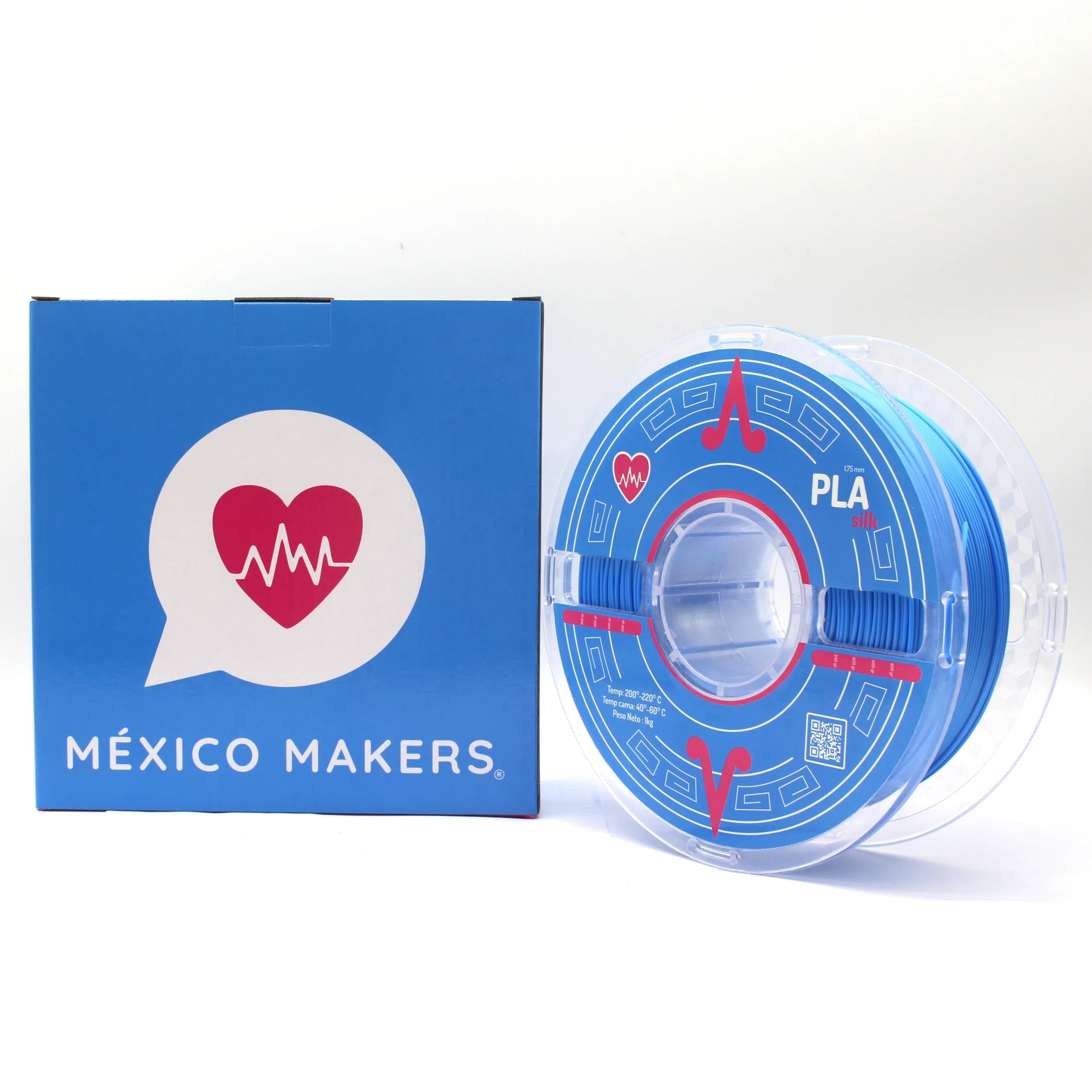 México Makers - Filamento PLA Silk Azul Real para Impresora 3D