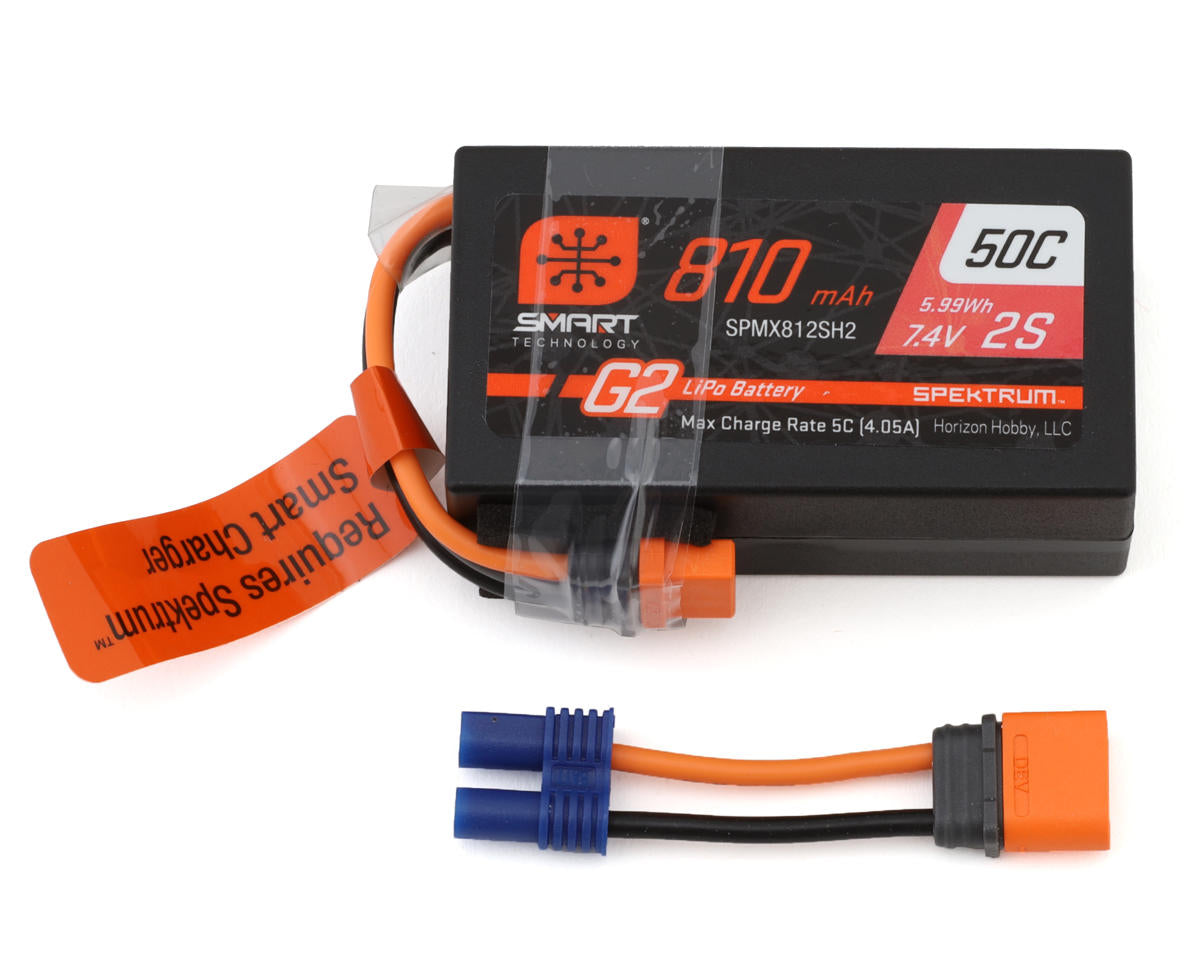 Spektrum RC - 7.4V 810mAh 2S Smart G2 50C LiPo: IC2