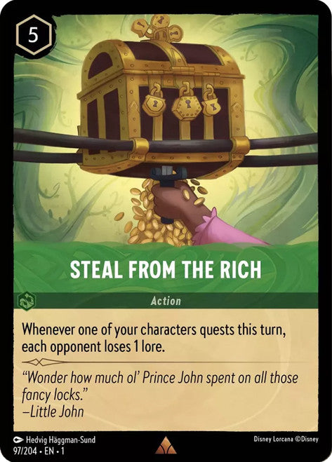 Carta Steal from the Rich,Set The First Chapter, Número de Tarjeta 97 , Color Emerald, Rarity Rare