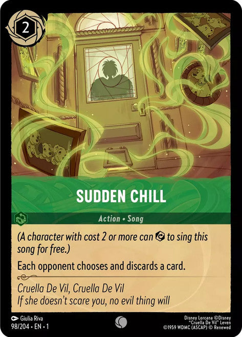 Carta Sudden Chill,Set The First Chapter, Número de Tarjeta 98 , Color Emerald, Rarity Common