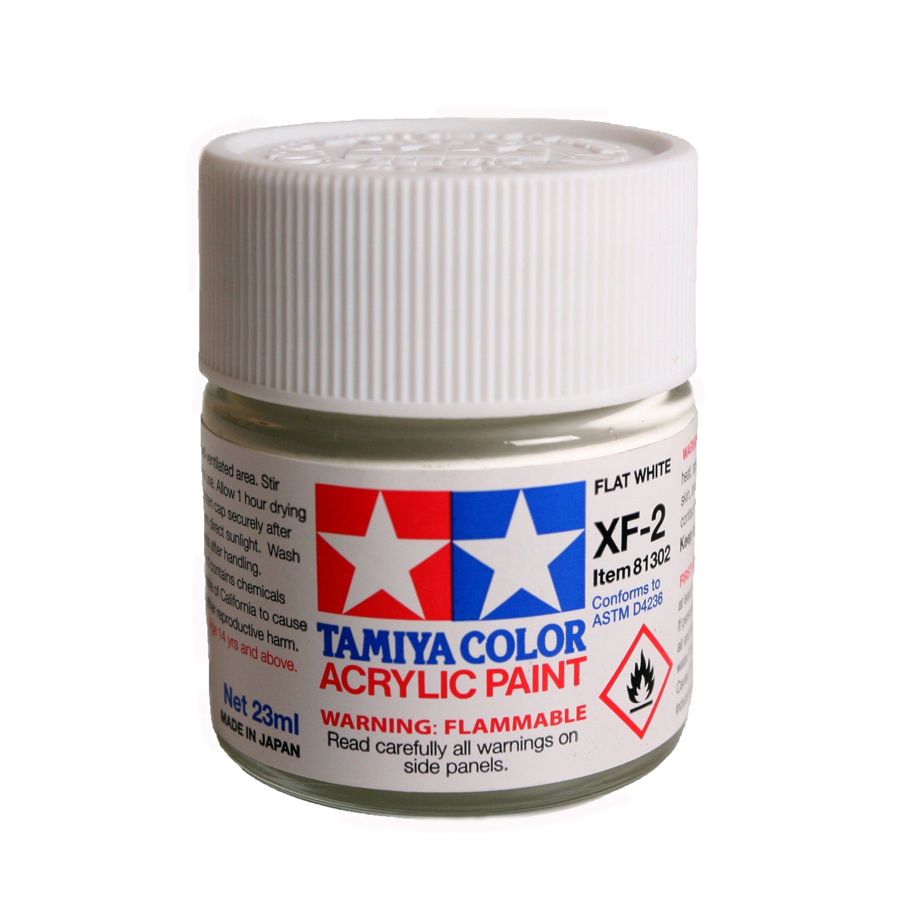 Tamiya - Acrylic XF-2 Flat White Paint, 23ml Bottle