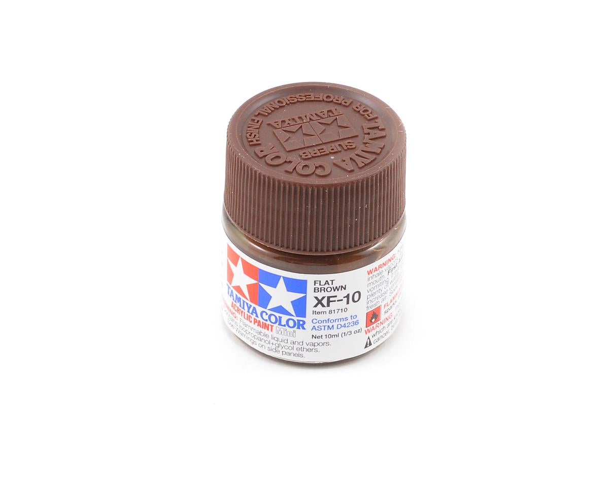 Tamiya - Acrylic Mini XF-10 Flat Brown Paint, 10ml Bottle