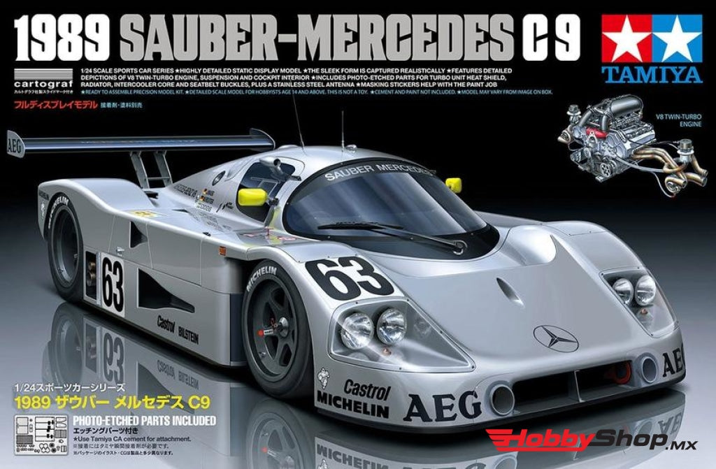 Tamiya - 1/24 1989 Sauber Mercedes C9 Plastic Model Kit En Existencia
