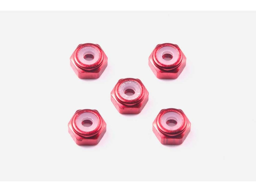 Tamiya - Jr Mini 2Mm Aluminum Lock Nut Red 5Pcs En Existencia