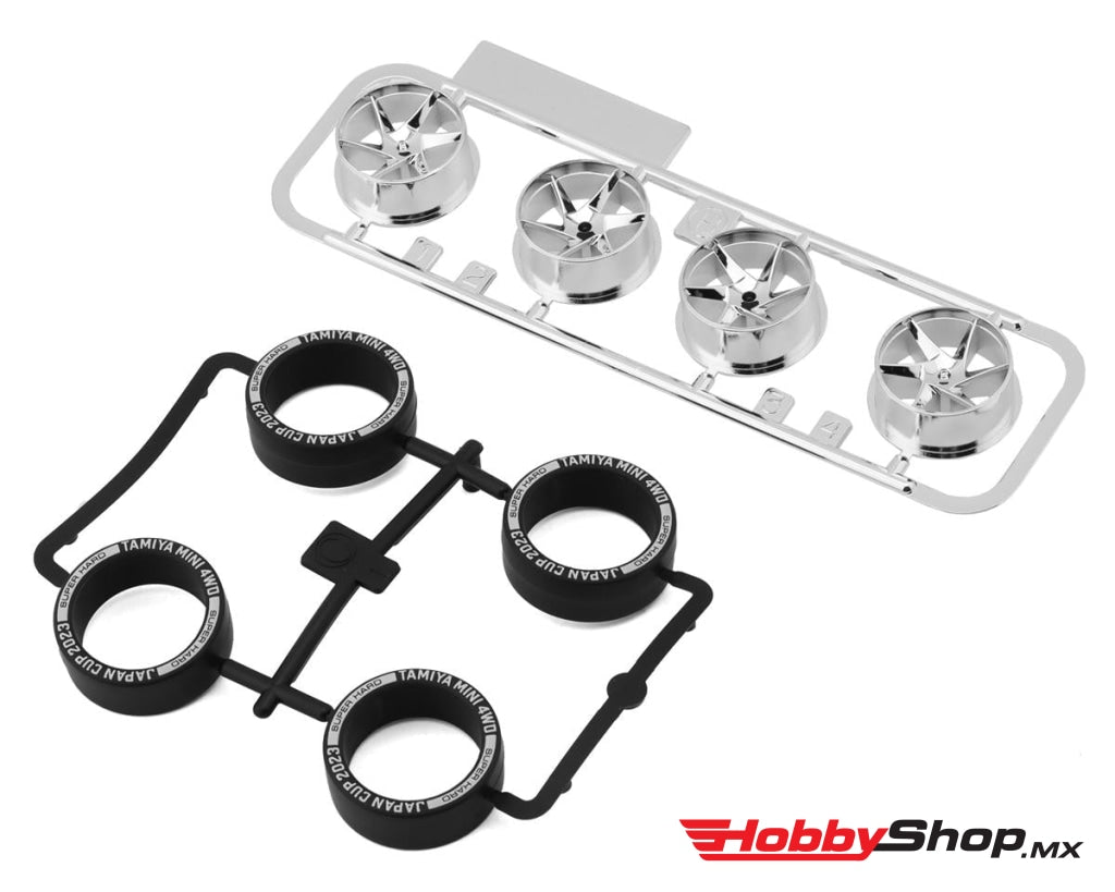 Tamiya - Jr Super Hard Low-Profile Tire /Wheel Set (Spiral) J-Cup 2023 En Existencia