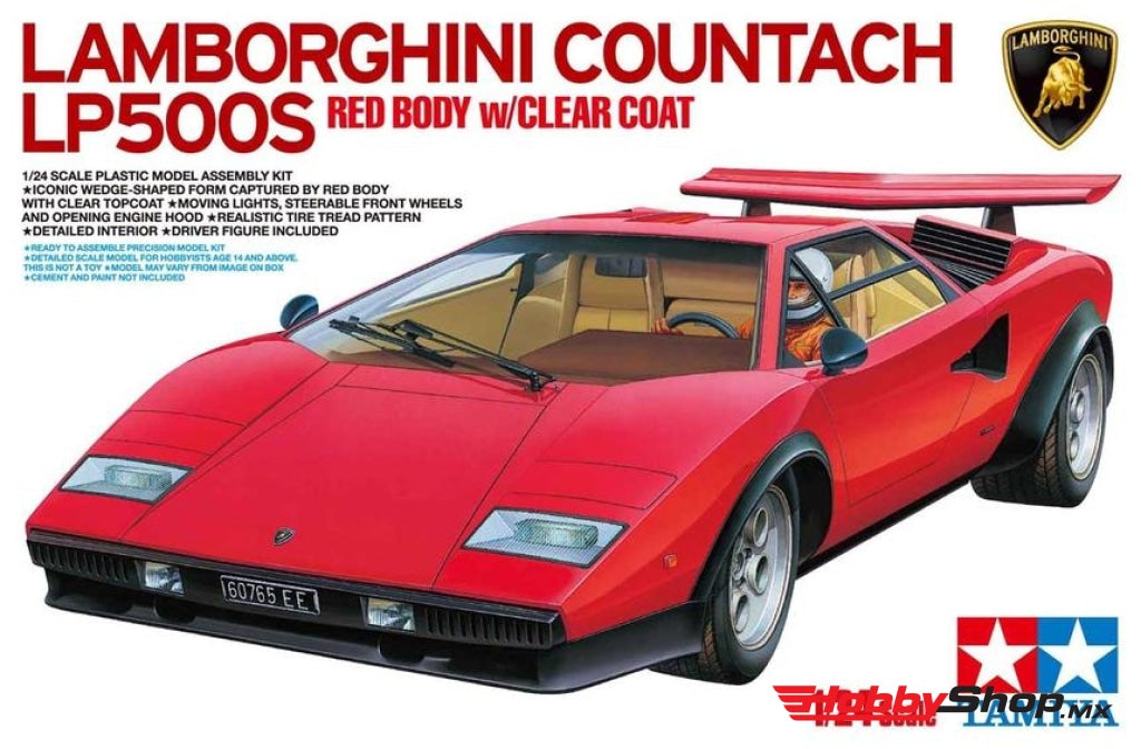 Tamiya - Lamborghini Countach Lp500S 1/24 Plastic Model Kit W/ Red Body En Existencia