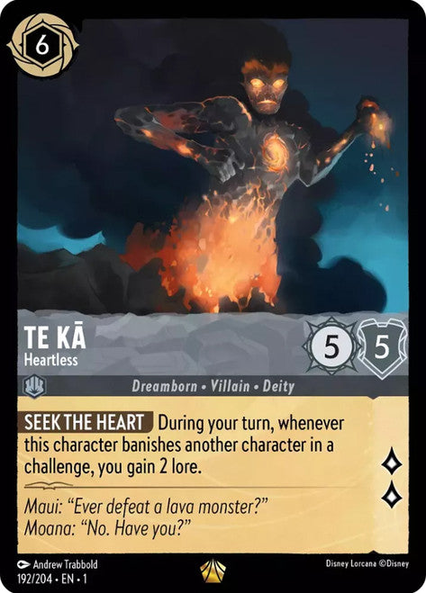 Carta Te KƒÅ - Heartless,Set The First Chapter, Número de Tarjeta 192 , Color Steel, Rarity Legendary