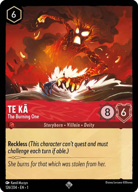 Carta Te KƒÅ - The Burning One,Set The First Chapter, Número de Tarjeta 126 , Color Ruby, Rarity Super Rare